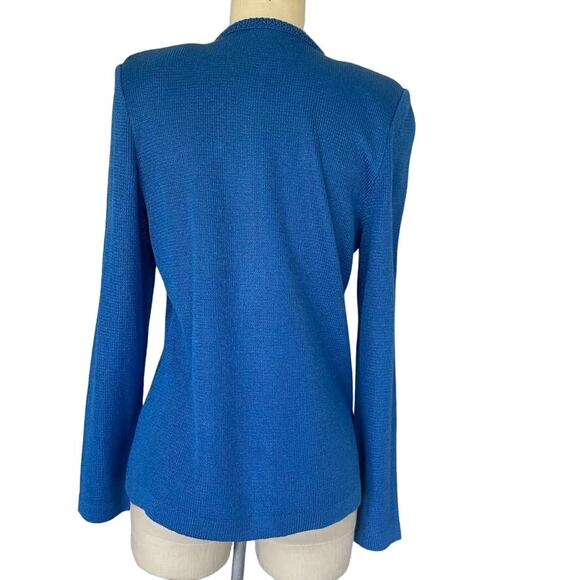 Vintage Royal Blue Gold Button Cardigan Lady Jacket Luxury Preppy Chic - Picture 6 of 10